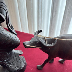 SET OF 2 VINTAGE ASIAN CARVED WOOD STATUES - P149