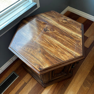 Vintage Solid Wood Octagon Cabinet Style Side Table - P102