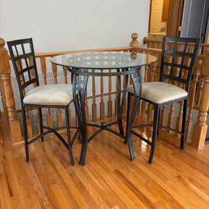 B466 Countertop Height glass top table with 2 chairs