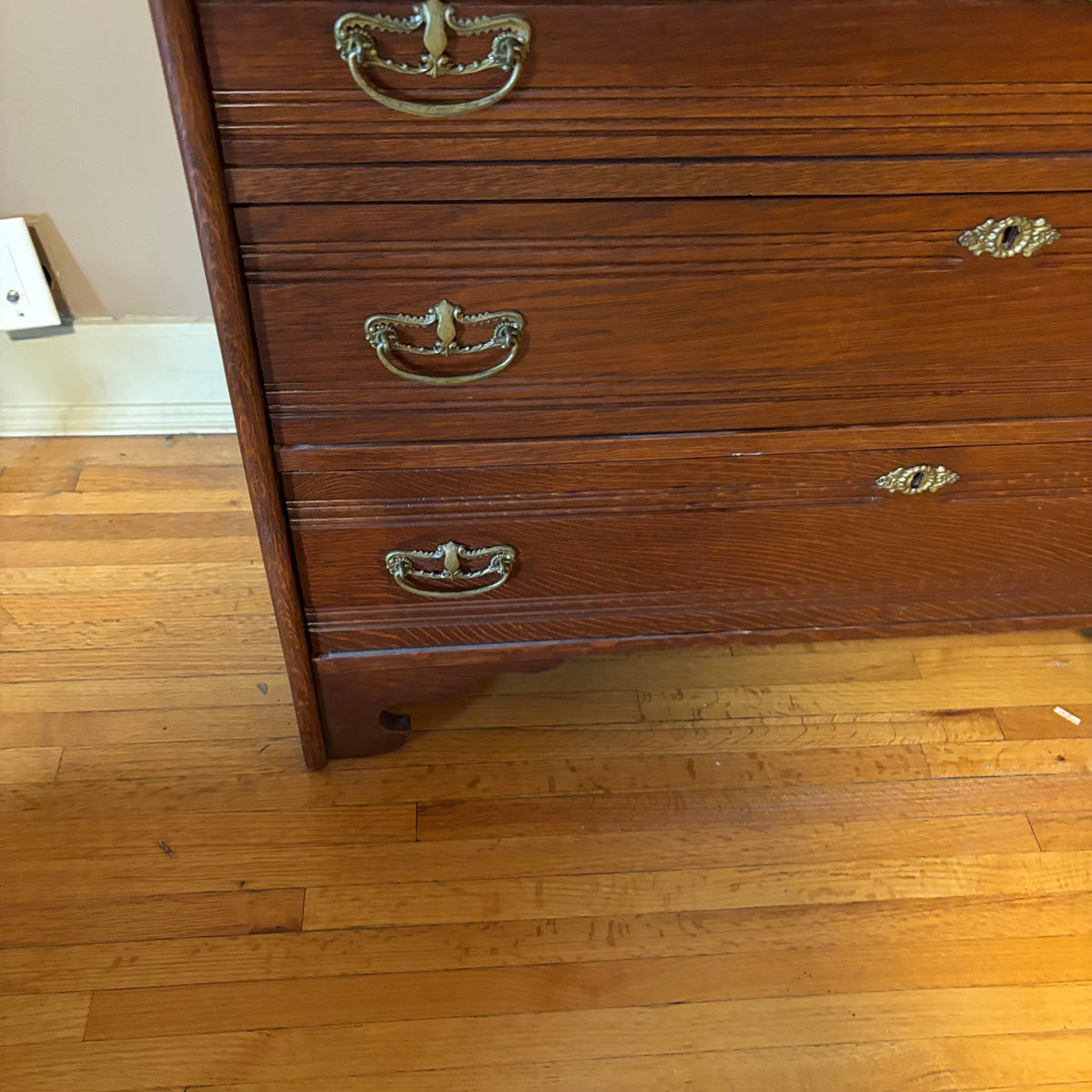 E124 Vintage solid wood secretary desk with upper cabinet (89" x 38" x 17.5")
