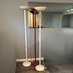 3 metal floor torchiere style lamps -C806