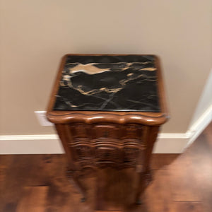 Antique Louis XV Style Nutwood Bedside Cabinet/Nightstand with Marble Top - M312
