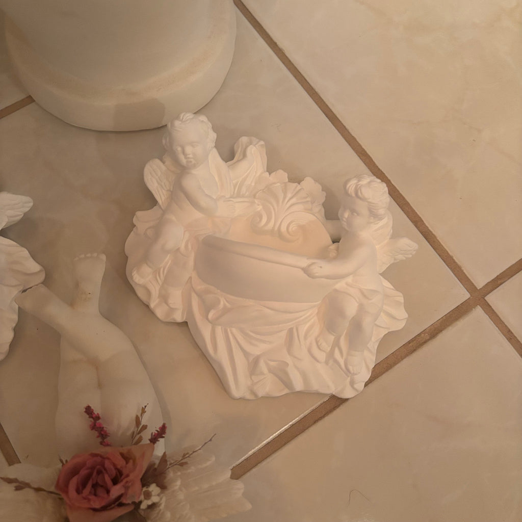 F196A 26” tall Vintage Chalkware urn style vase grouping