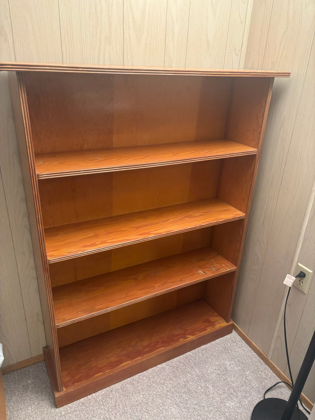K521B 2 Bins of Sewing Notions, Handcrafted wooden bookshelf and green vintage wood chair