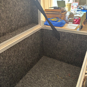 GREY TRUNK WITH CARPETED LINING (DENTED AND SCRATCHED) - P250