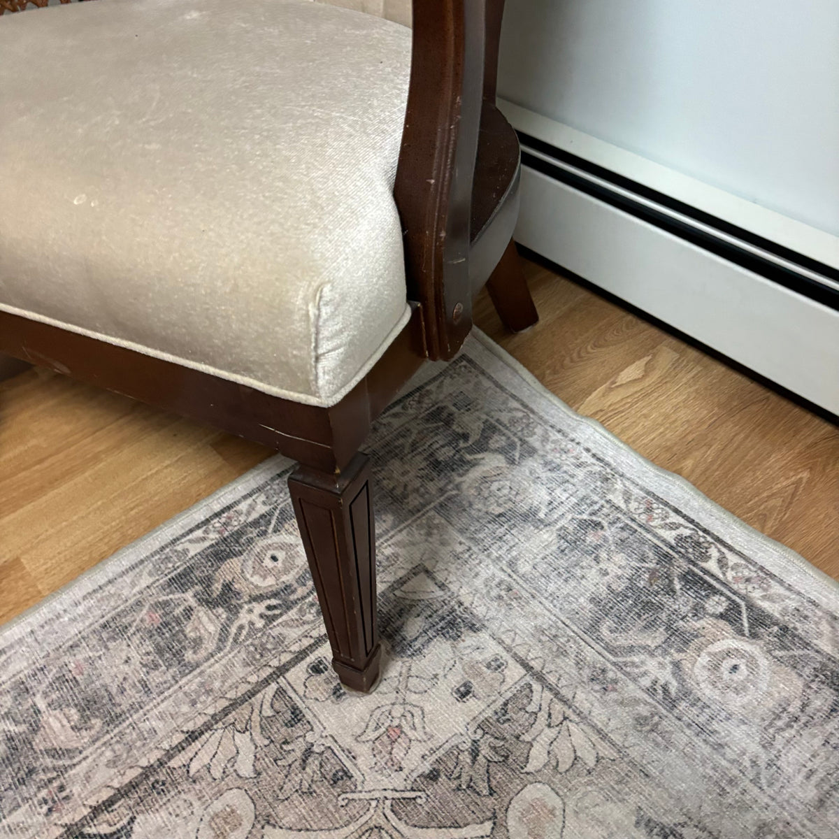 F177 Vintage accent chair with rattan detailing