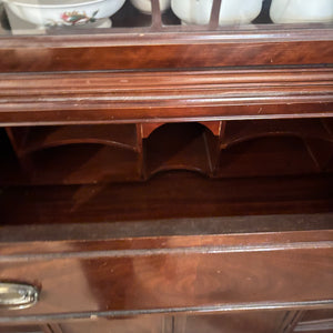 SOLID WOOD VINTAGE CHINA CABINET WITH HIDDEN SECRETARY DESK (CONTENTS NOT INCLUDED) - P136