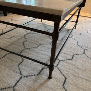Modern Coffee Table with Wrought Iron Frame and Heavy Marble Top - M311