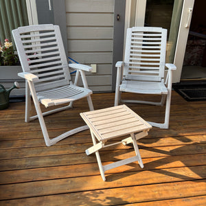 2 Plastic Patio Chairs and Side Table - M354