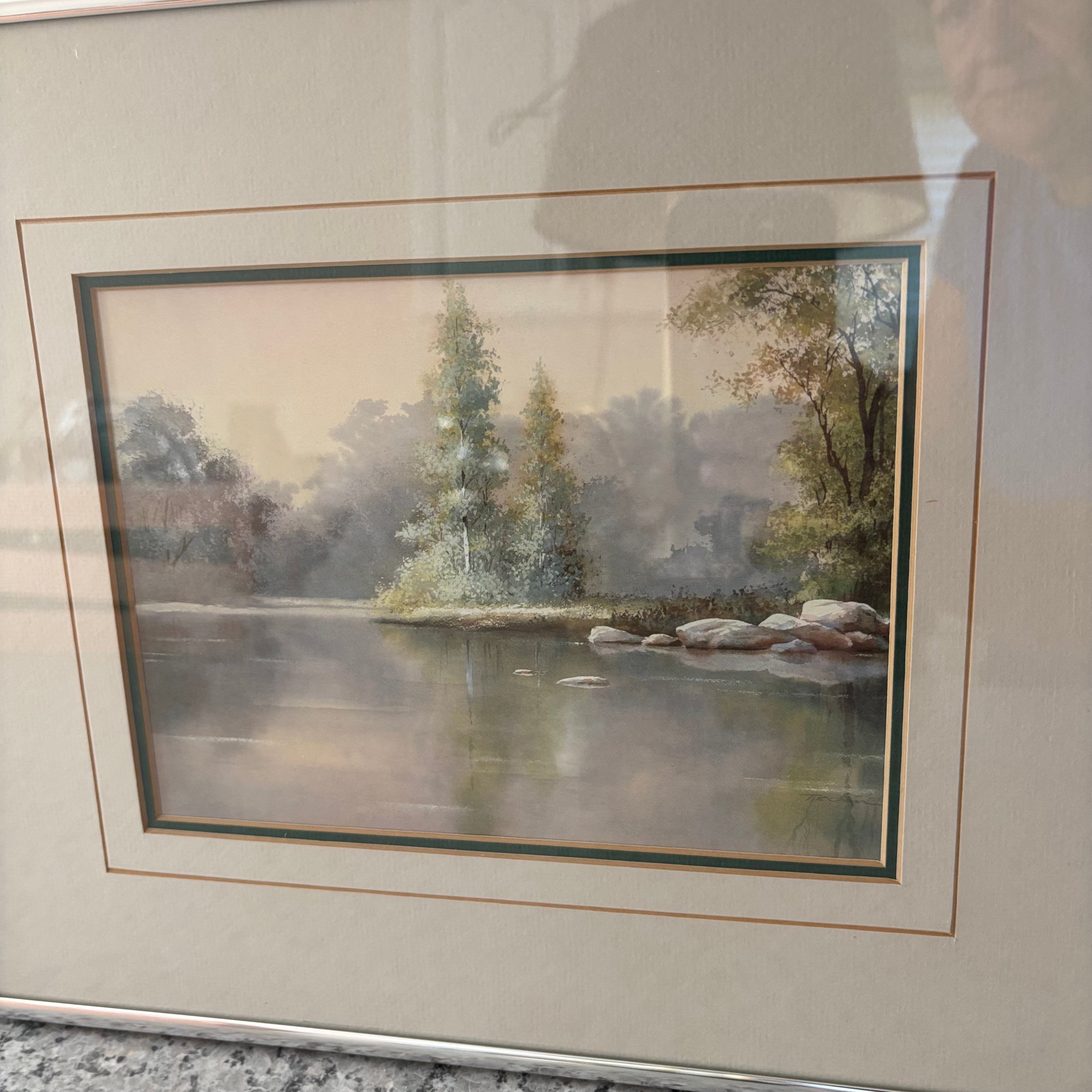 E896 Set of 2 13” x 11” Framed watercolours