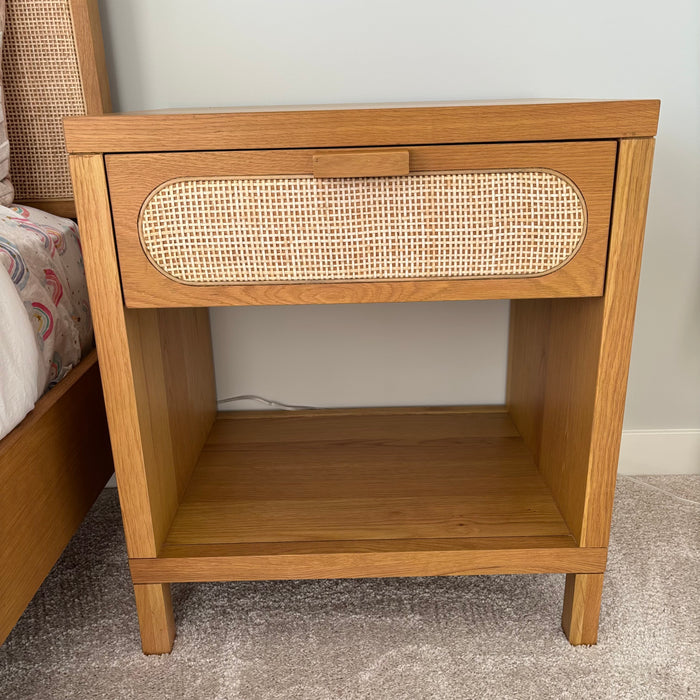 Solid Wood Allegra Nightstand with Natural Cane Drawer Front - G379