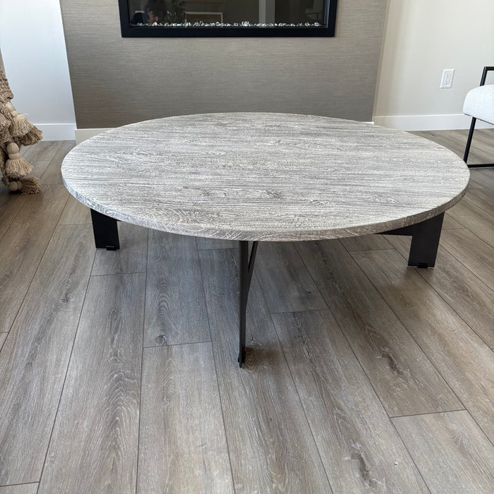 48” Gigi Grey Rustic Coffee Table with Iron Base - G301