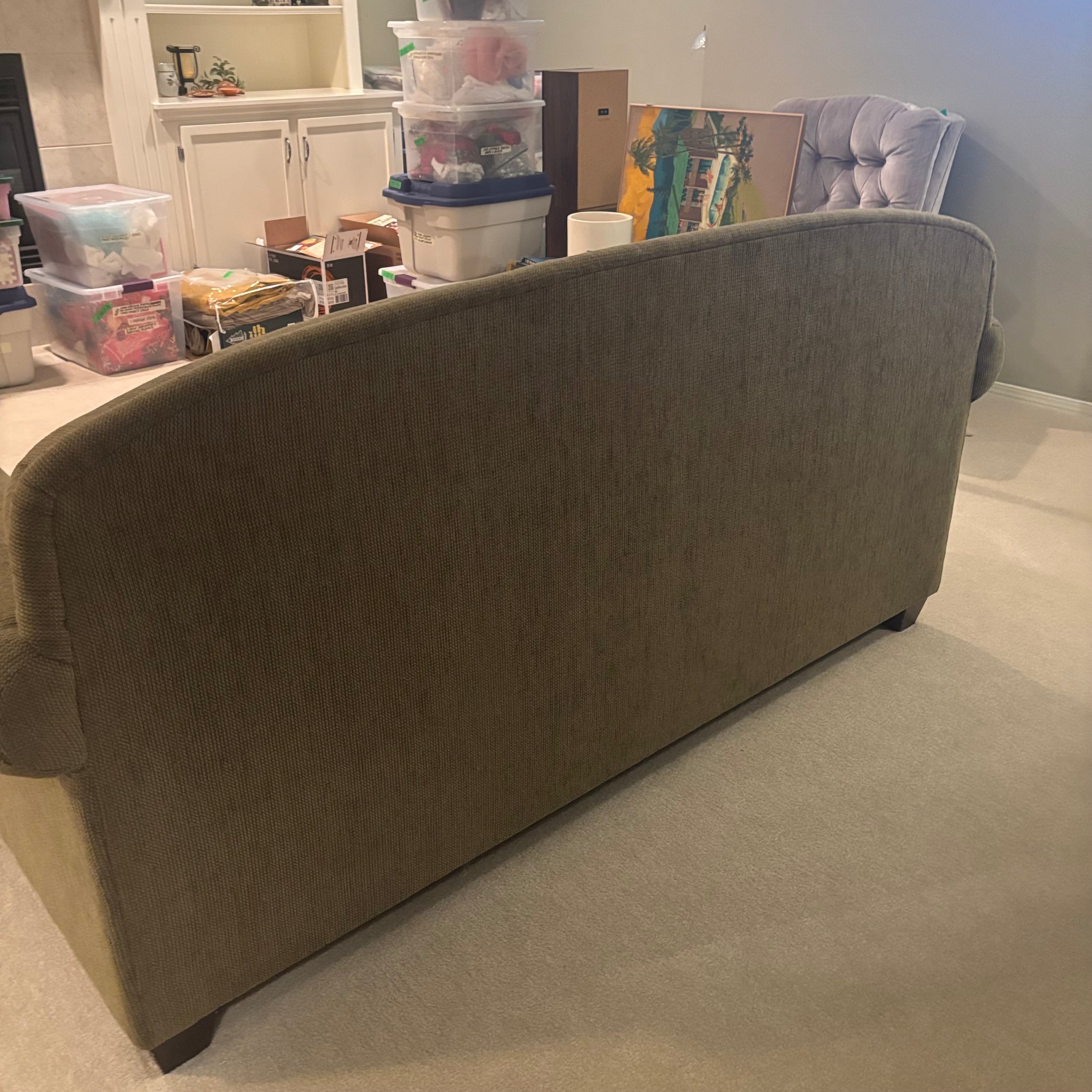E867 Olive green fabric sofa bed