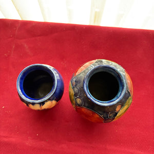 2 VINTAGE MOORCROFT VASES (4.5" AND 3.5" TALL) - P155