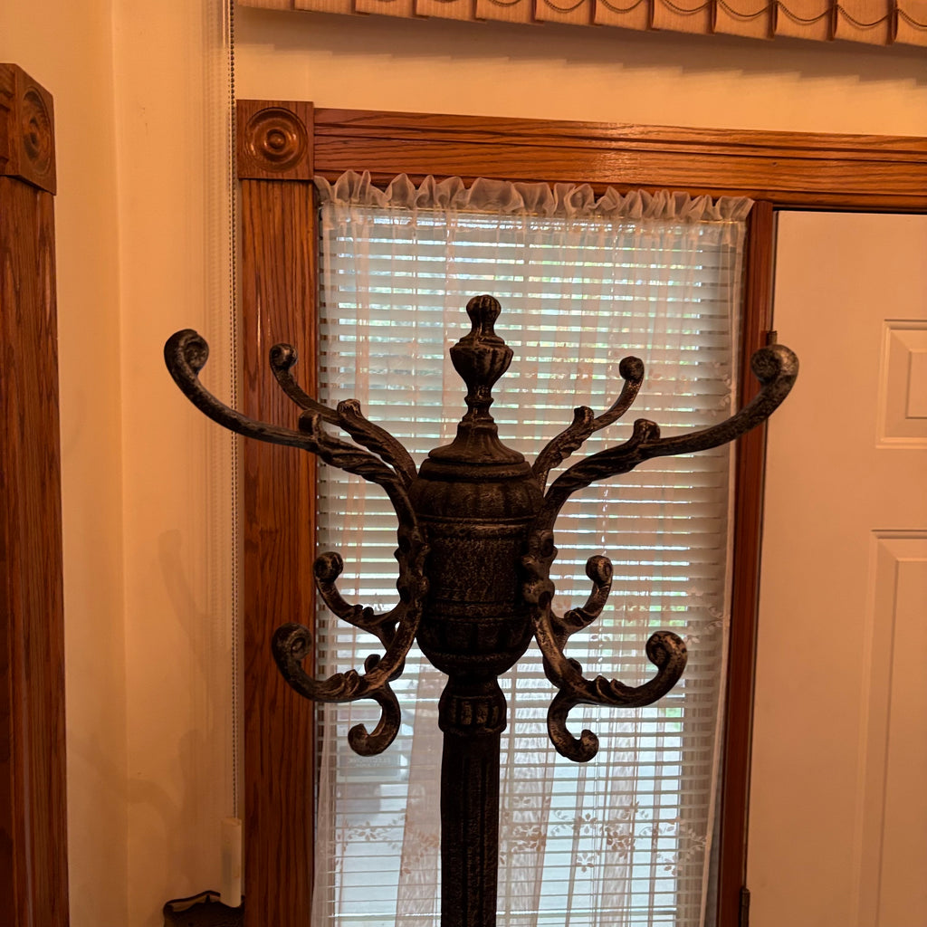 F194 70” tall Vintage extremely heavy cast iron coat tree