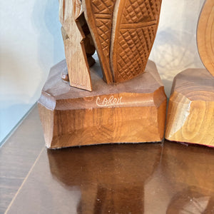 2 CARVED WOOD FIGURINES (TALLEST IS 12") - P102