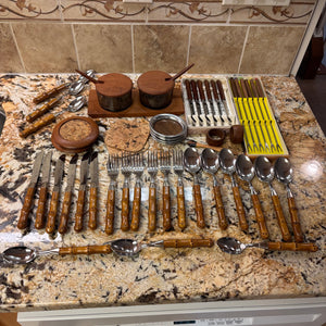 Mid Century Modern Wooden Flatware and More Grouping - M339
