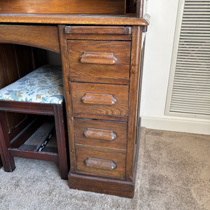 SOLID WOOD ANTIQUE DESK WITH STOOL (CIRCA 1870) - P235
