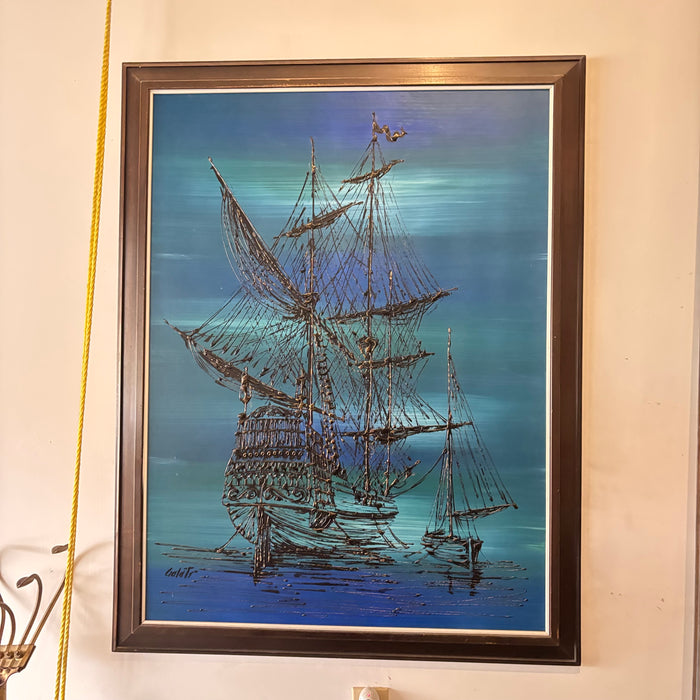 45” x 35” Framed Mid Century Painting - O100