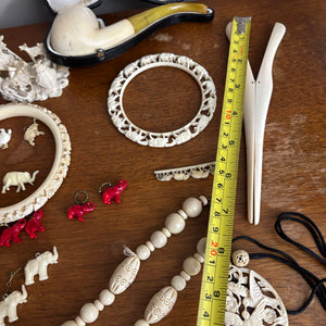 VINTAGE BONE/RESIN GROUPING (BRACELETS, PIPE AND MORE) - P344