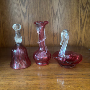 B425 Vintage Cranberry Glass grouping
