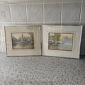 E896 Set of 2 13” x 11” Framed watercolours