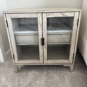 Viggo Cabinet Nightstand in Vintage White Oak with Solid Italian White Marble - G358