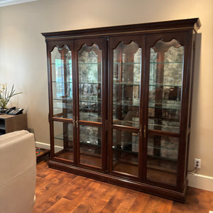 4 Piece Antique Cabinet with Glass Shelves and Smoked Mirrored Back - M313