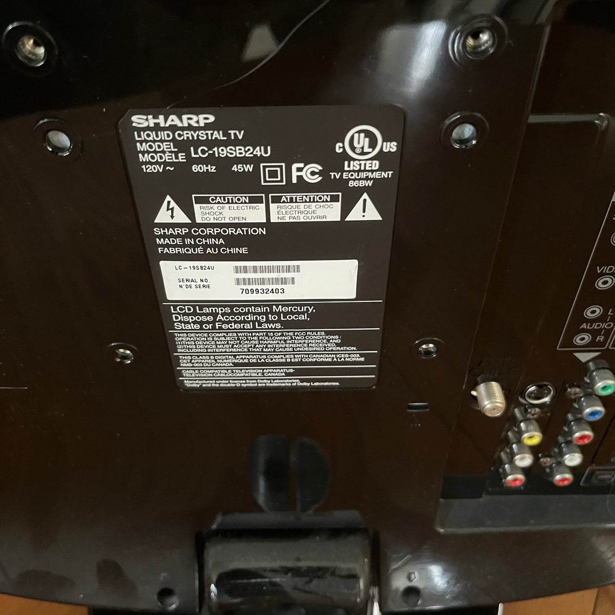 B340 19” Sharp TV