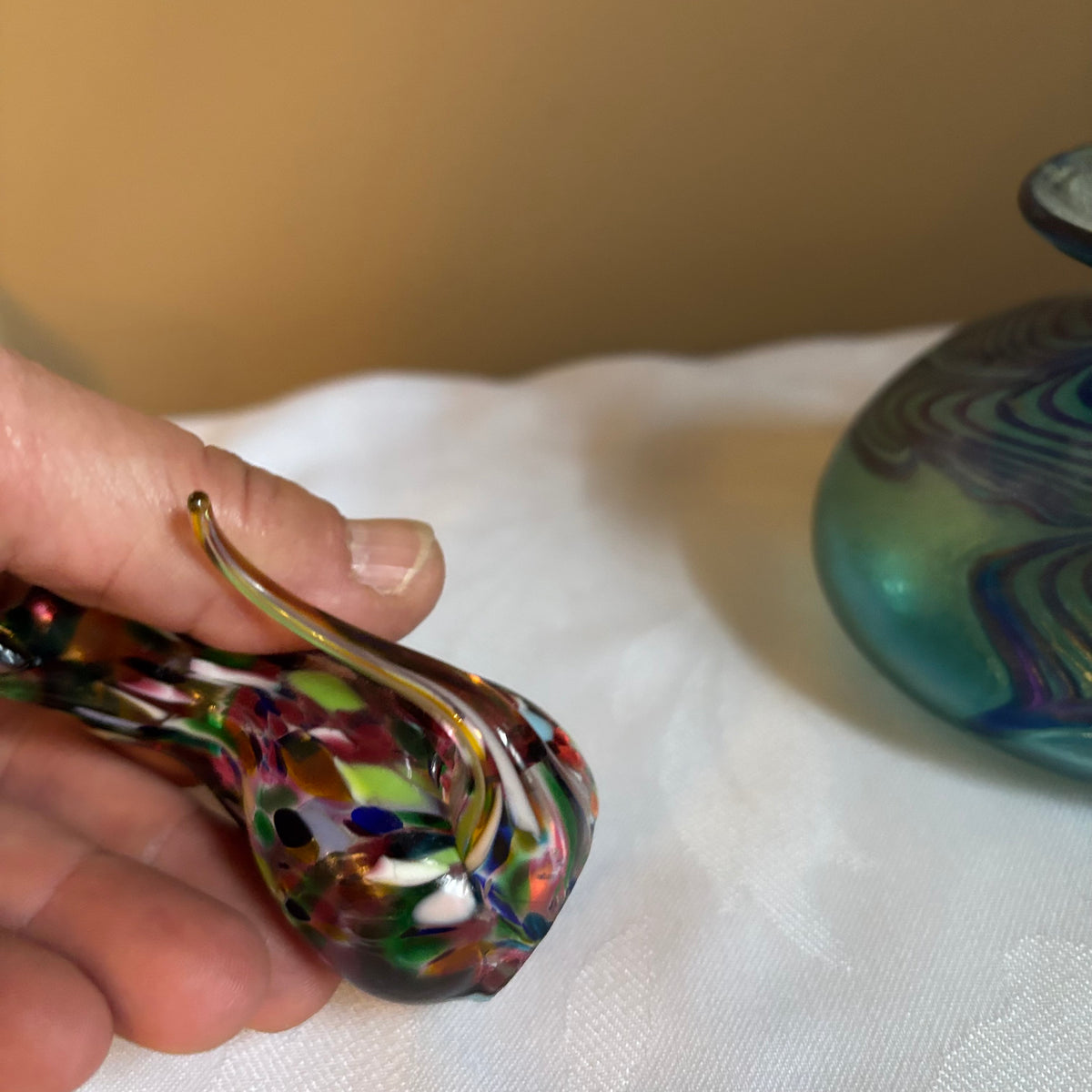 E111 Vintage signed Robert held art glass perfume bottle and more grouping