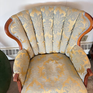 VINTAGE ARMCHAIR WITH TUFFTED BACK (2ND CHAIR ALSO AVAILABLE BUT BROKEN) - P178