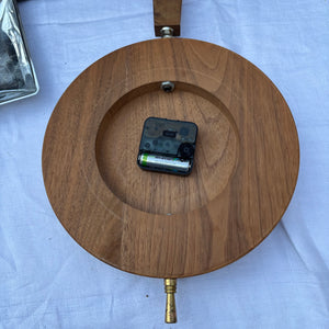 26” Long MCM Wood Framed Wall Clock and Trays Grouping - R398