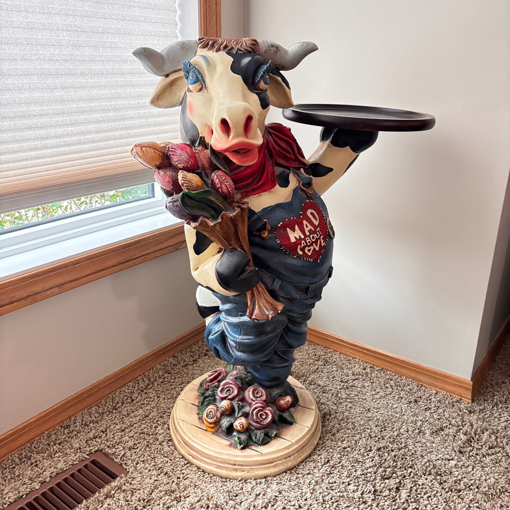 K301 29” tall Cow Lady Butler" resin table statue
