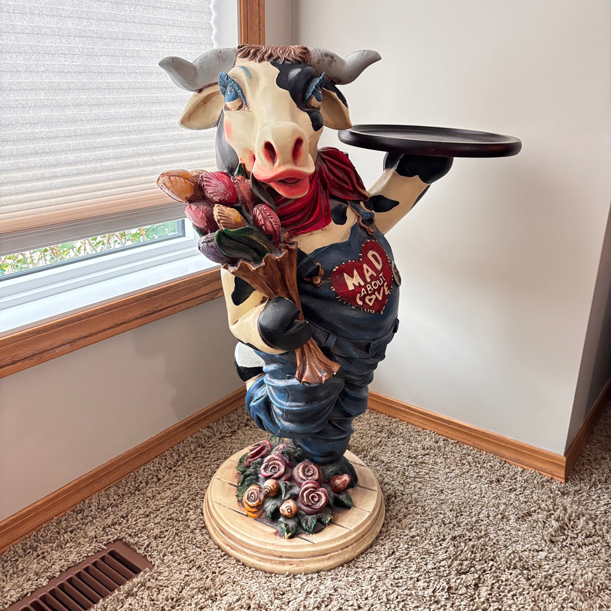 K301 29” tall Cow Lady Butler" resin table statue