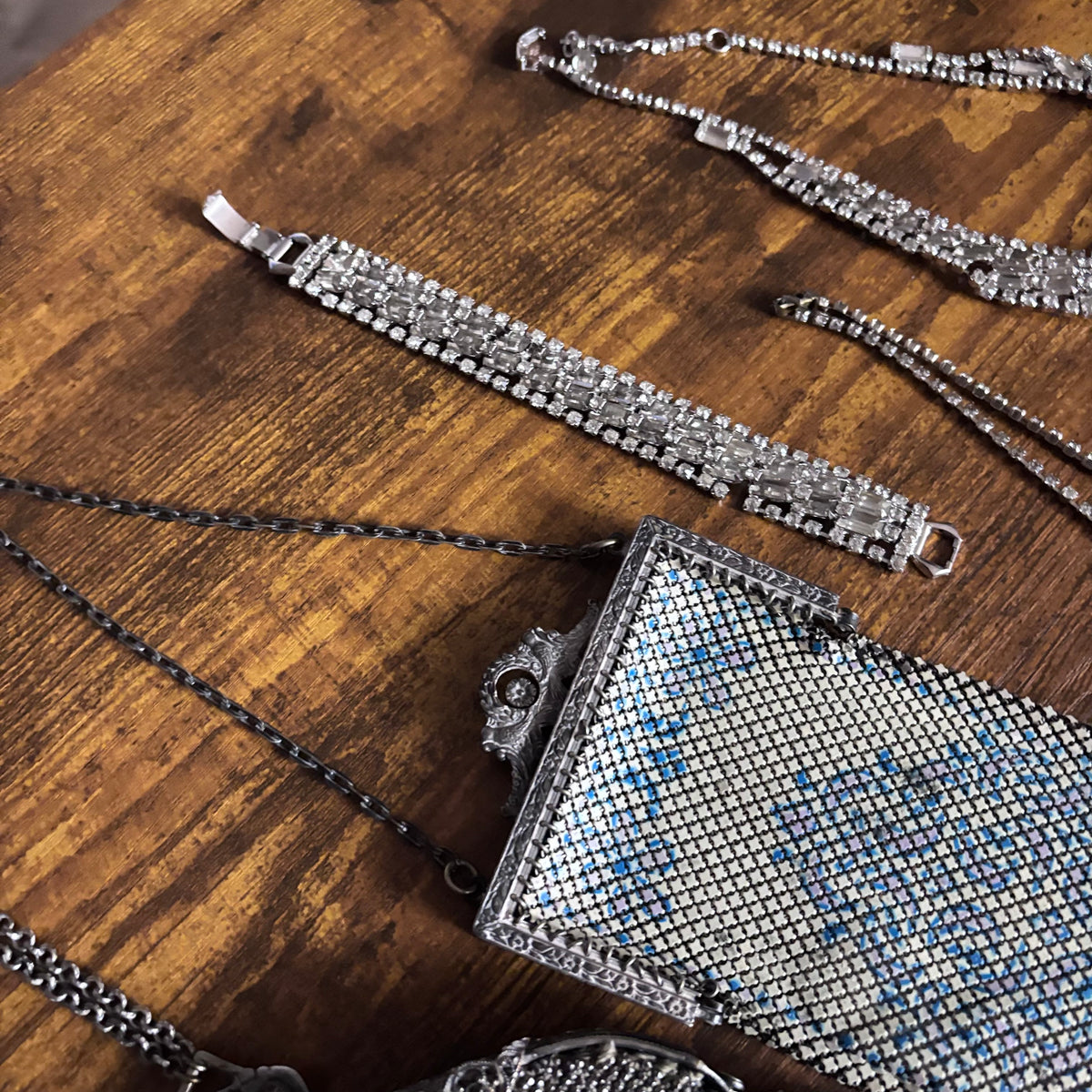 K403 Vintage fashion jewelry and silver purses