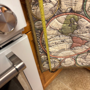 Quilted World Map Hanging, Small Tin Armour and 11.5” x 5”Copper Artwork - M349