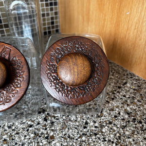 Vintage Kitchen Canister Set with Wooden Lids and More - Z110