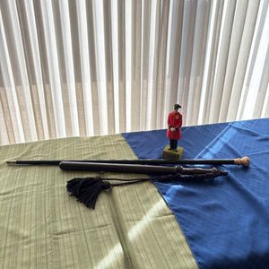 ENGRAVED WALKING STICK, WOODEN BATTON AND WODEN FIGURINE - P298