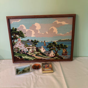W823 12” x 18” Framed vintage cross stitch Grouping