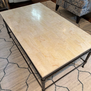 Modern Coffee Table with Wrought Iron Frame and Heavy Marble Top - M311