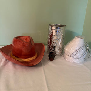 W820 Porcelain cowboy hat grouping