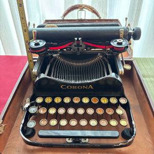 ANTIQUE MINI PORTABLE/FOLDABLE CORONA TYPEWRITER - P147