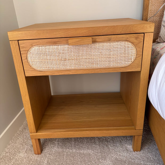 Solid Wood Allegra Nightstand with Natural Cane Drawer Front - G380