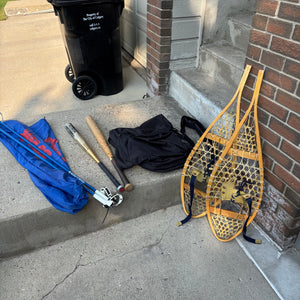 Snowshoes, Golf Bag, 2 Bats and Ski Poles - M377