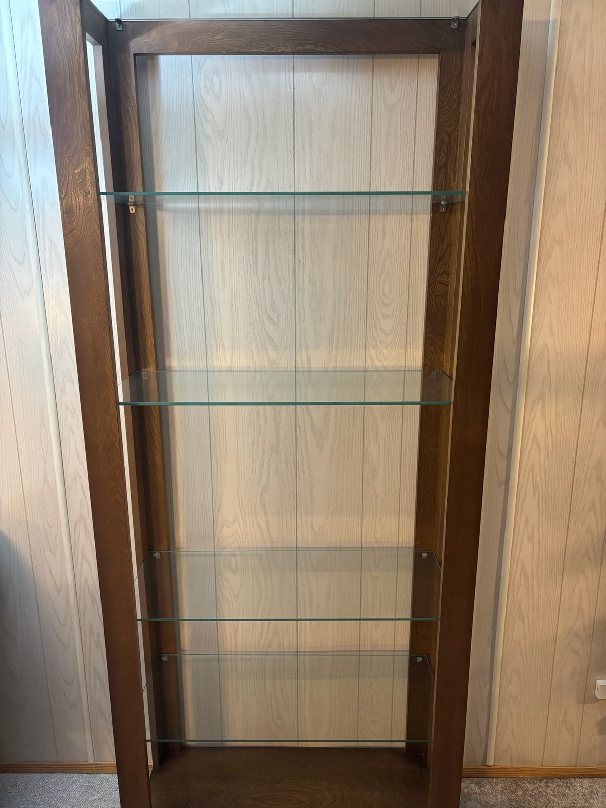 K509B Solid wood display cabinet with glass shelves
