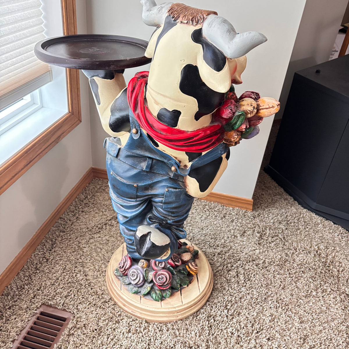 K301 29” tall Cow Lady Butler" resin table statue