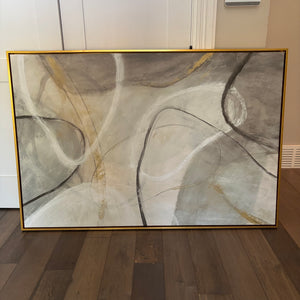 41” x 61” gold framed abstract art - J493