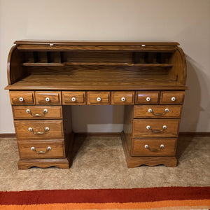 Vintage Solid Wood Roll Top Desk - M312