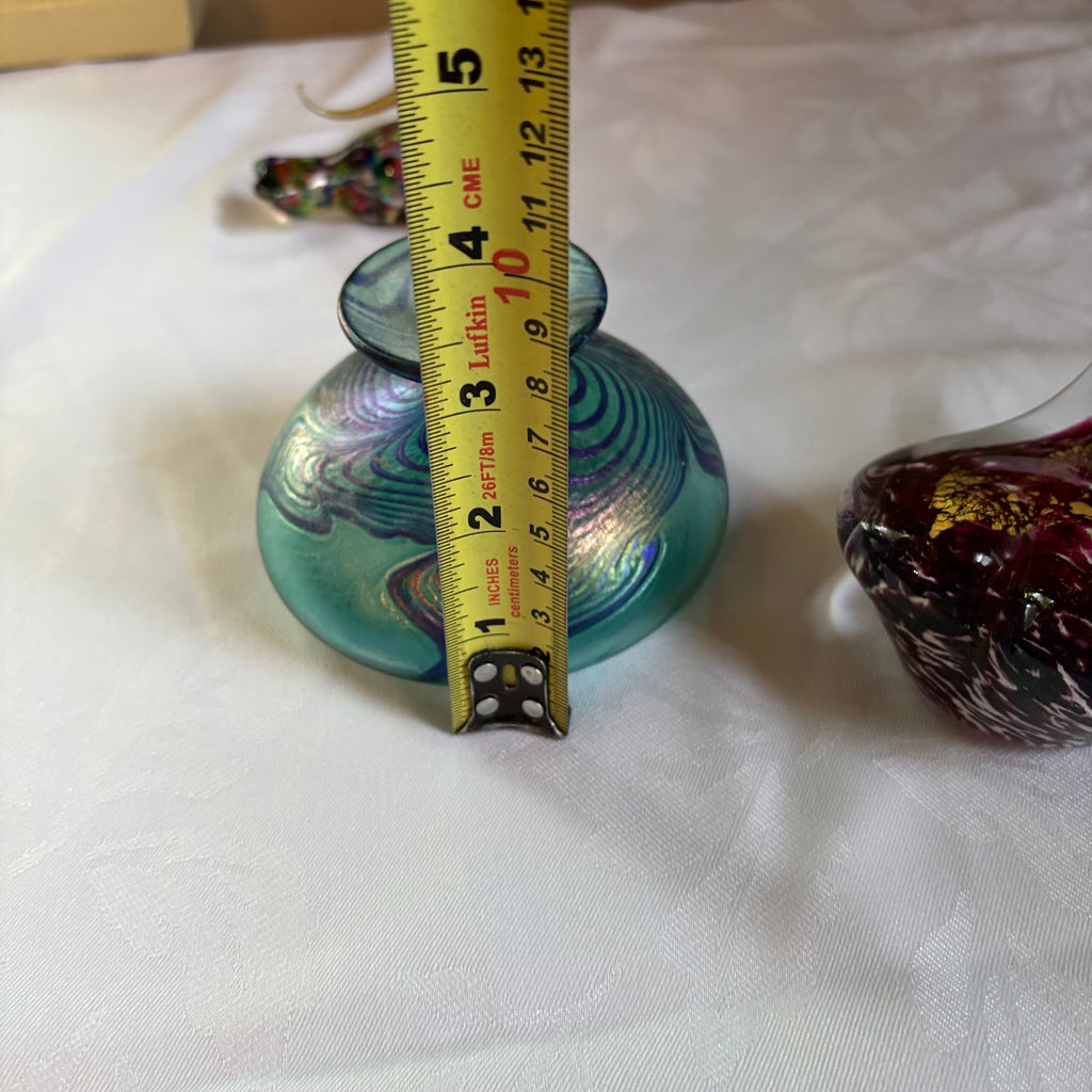E111 Vintage signed Robert held art glass perfume bottle and more grouping