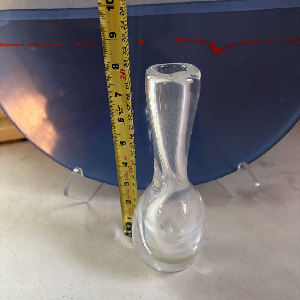 E109 Vintage Kosta Boda "Raindrop" or "Teardrop" clear crystal art glass vase and 18” Art glass plate